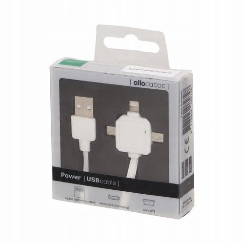 Kabel USB 3w1 Lightning+microUSB+miniUSB 80cm na Arena.pl