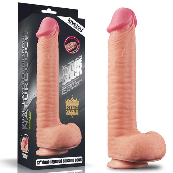12"" Dual Layered Platinum Silicone Cock zdjęcie 1