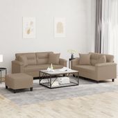 3-cz. komplet wypoczynkowy z poduszkami, cappuccino, ekoskóra