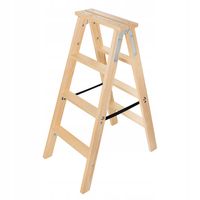 KADAX Drabina 4 Stopnie Drewniana Rozstawna Malarska Dwustronna Domowa