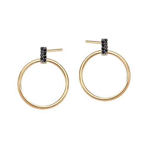 złote kolczyki koła z czarnymi cyrkoniami 333 na Arena.pl