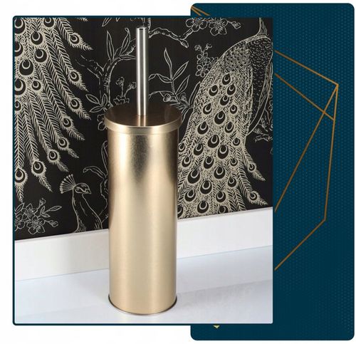 Szczotka do WC toaletowa nowoczesna GLAMOUR ZŁOTA z pojemnikiem metalowa na Arena.pl