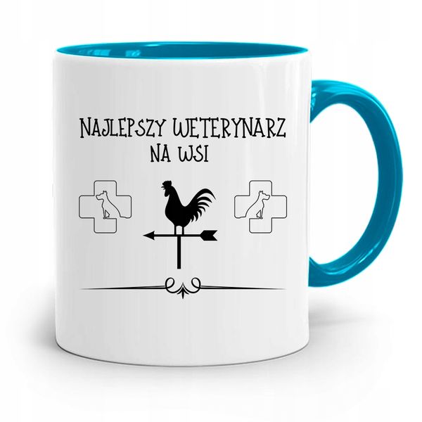 Kubek Błękitny Weterynarza Najlepszy Na Wsi Z Nadrukiem Ze Zdjęciem zdjęcie 1