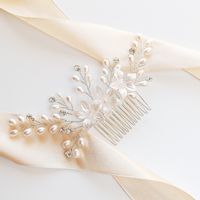 Grzebyk ślubny z kwiatami PERŁAMI cyrkoniami włosy KOKONET 4-0165