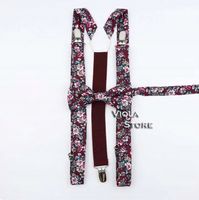 SZELKI męskie i MUCHA męska bordowa w kwiaty rozmiar L