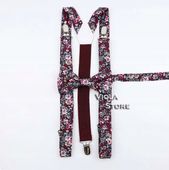 SZELKI męskie i MUCHA męska bordowa w kwiaty rozmiar L