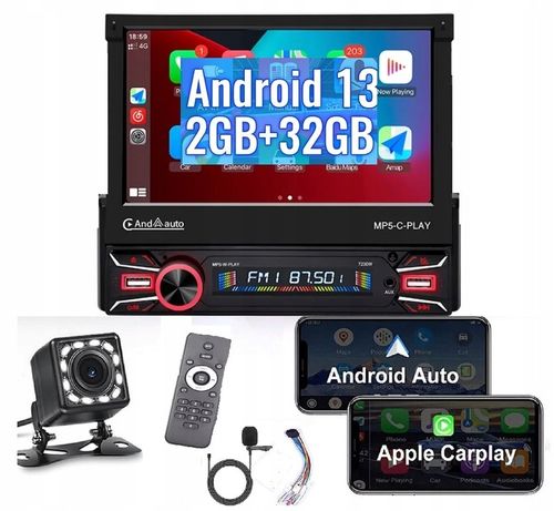RADIO SAMOCHODOWE BT 1 DIN 7" DOTYKOWE ANDROID 13 WIFI APPLE CARPLAY KAMERA na Arena.pl