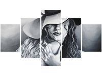 75CM 120 OBRAZ 5 ELEM SZARA DAMA ŚCIENNY DRUK
