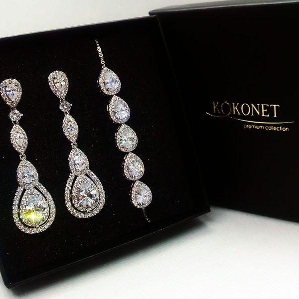 Komplet ślubny VIVIEN silver + DROP silver zdjęcie 1