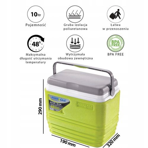 Lodówka turystyczna zielona, na jedzenie napoje Pinnacle TPX 7013 10L na Arena.pl