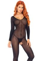 long sleeves bodystocking black