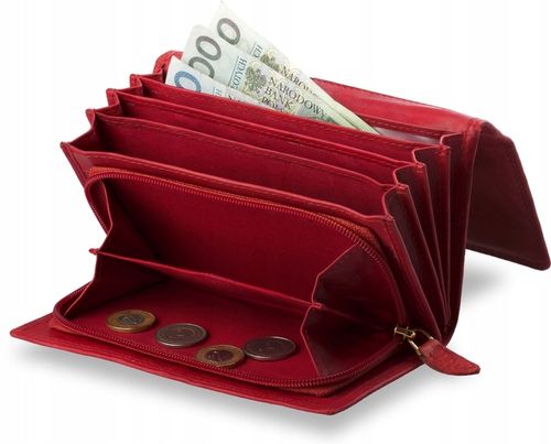 Skórzany PORTFEL DAMSKI Miękka PORTMONETKA ZAMEK Pakowny POJEMNY Skóra na Arena.pl