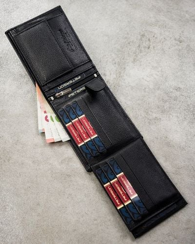 Portfel męski skórzany mały PETERSON ochrona RFID na karty pudełko prezent na Arena.pl