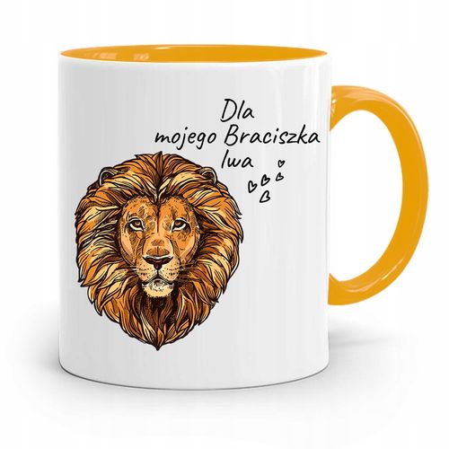 Kubek Żółty Prezent Dla Brata Braciszka Lwa Z Nadrukiem Ze Zdjęciem na Arena.pl