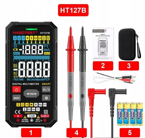 CYFROWY MULTIMETR UNIWERSALNY TRUE RMS NCV LATARKA LED + KABLE ETUI na Arena.pl