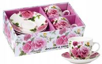 Zestaw 2 x filiżanka porcelanowa 250 ml ze spodkiem 14 cm Livello piwonie