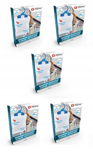 Pochłaniacz wilgoci+ wieszak do szafy,zestaw 5 sztuk, osuszacz wiszący na Arena.pl