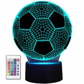 LAMPKA NOCNA biurkowa PIŁKA NOŻNA 3D LED KOLORY + PILOT Grawer