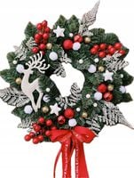 WIANEK ŚWIĄTECZNY BOŻE NARODZENIE WIENIEC STROIK NA DRZWI RENIFER