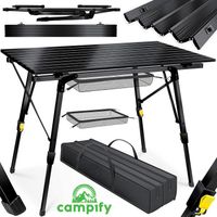 Stół Kempingowy Składany Campify Aluminiowy Ogrodowy Turystyczny Czarny
