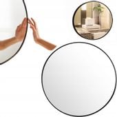 LUSTRO ŚCIENNE OKRĄGŁE ŁAZIENKOWE CZARNA RAMA LOFT STYLOWE 700 mm