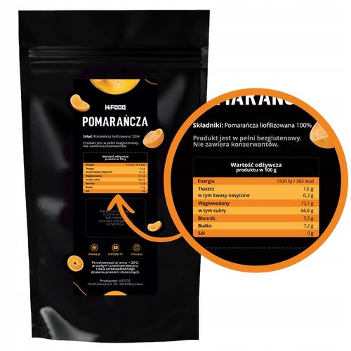 Pomarańcza Liofilizowana Grys 100g 100 g Kawałki Crunchy Pomarańcze HiFood na Arena.pl