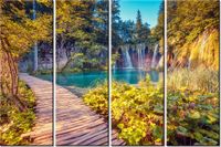 120CM 80 OBRAZ 4 ELEM JEZIORO PLITVICE JESIENIĄ ŚCIENNY