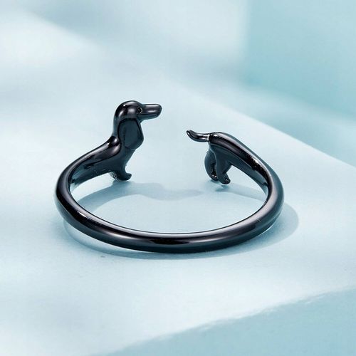 Pierścionek Srebrny 925 Regulowany Pies Jamnik Czarne Złoto Srebro 925 na Arena.pl