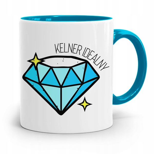 Dla Kelnera Kubek Błękitny Kelner Idealny Z Nadrukiem Ze Zdjęciem zdjęcie 1