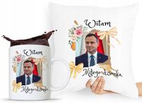 Zestaw Poduszka + Kubek Prezent Andrzej Duda Pis Z Nadrukiem Ze Zdjęciem