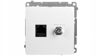 GNIAZDO ANTENOWE TYPU F + RJ45 SIMON BASIC BIAŁY