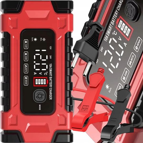 AUTOMATYCZNY INTELIGENTNY PROSTOWNIK ŁADOWARKA DO AKUMULATORA 12V 24V 10A zdjęcie 2