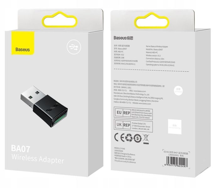 ADAPTER USB ODBIORNIK NADAJNIK BLUETOOTH 5.3 BASEUS DO KOMPUTERA 5 URZĄDZEŃ zdjęcie 2