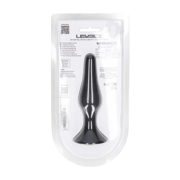 Slim Silicone Anal Plug - L - Black zdjęcie 3
