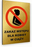 Tabliczka znak informacyjny 20x15 Złota ZAKAZ WSTĘPU KOBIETOM W CIĄŻY