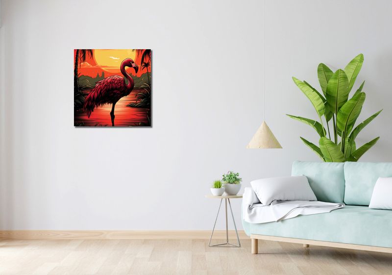 Obraz 60x60cm Flaming nad Wodą zdjęcie 2