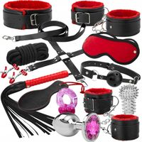 ZESTAW BDSM KAJDANKI BAT KNEBEL KOREK ANALNY RING NAKŁADKA OBROŻA SMYCZ..