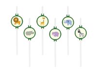 Słomki papierowe Safari zoo dzikie zwierzątka 6 szt.