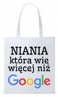 Torba Biała Eco Shopper Dla Niani Opiekunki Z Nadrukiem Ze Zdjęciem