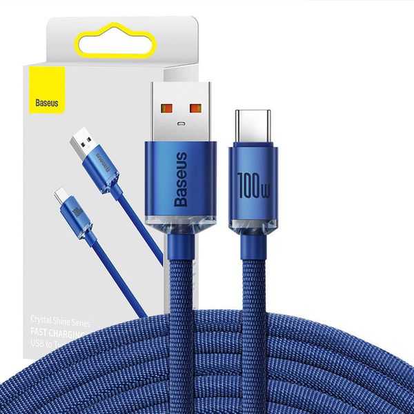 Kabel USB do USB-C Baseus Crystal Shine, 100W, 2m (niebieski) zdjęcie 1