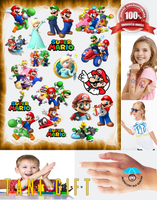 Duży Zestaw Mega Tatuaży zmywalnych - Super Mario Bros