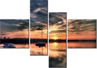 130CM 90 OBRAZ 4 ELEM ZACHÓD SŁOŃCA JEZIOREM ŚCIENNY