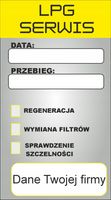 Naklejki warsztatowe WYMIANA oleju rozrządu LPG
