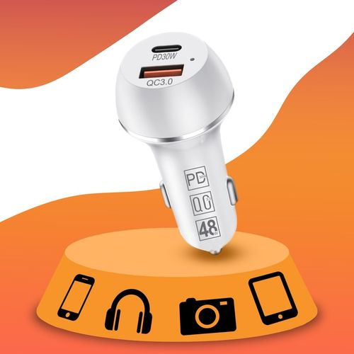 MOCNA SZYBKA 3x ŁADOWARKA SAMOCHODOWA 48W USB USB-C TYP-C PD 30W QC 3.0 na Arena.pl