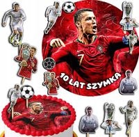 ZESTAW OPŁATEK NA TORT 20CM + TOPPERY PAPIEROWE - RONALDO IMIĘ 15CM 18CM