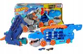 HOT WHEELS T-REX MEGA TRANSPORTER dinozaur 2w1 TORY WYŚCIGOWE +2 AUTKA