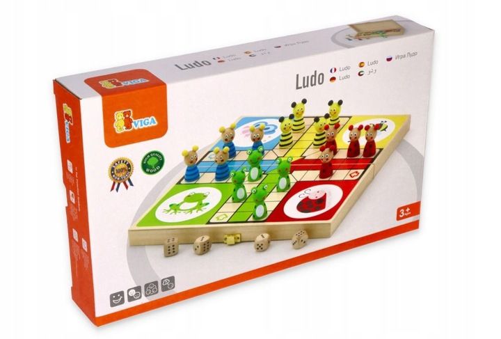 DREWNIANA GRA PLANSZOWA LUDO CHIŃCZYK FIGURKI FAMILIJNA RODZINNA zdjęcie 9