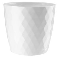 Doniczka osłonka plastikowa CRISTAL 20 cm biała połysk wzór karo romby