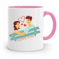 Kubek Różowy Na Walentynki I Love You Z Nadrukiem Ze Zdjęciem