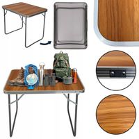 STÓŁ KEMPINGOWY SKŁADANY TURYSTYCZNY ALUMINIOWY STOLIK SC1001 KOLOR: DREWNO